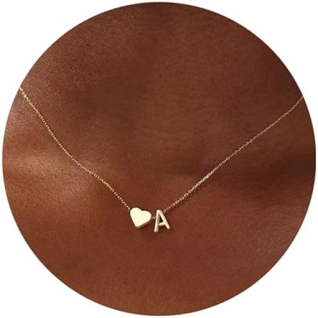 Turandoss Gold Heart Initial Necklace for Women, 18K Real Gold Plated Heart Initial A-Z Necklace Dainty Heart Necklaces Tiny Gold Initial Necklaces Birthday Gifts for Women Girls Jewelry