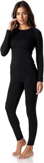 Thermajane Long Johns Thermal Underwear for Women Fleece Lined Base Layer Pajama Set Cold Weather