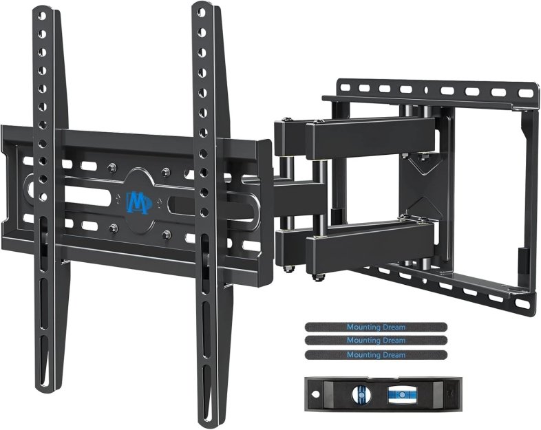 Mounting Dream TV Wall Mount for 32-65 Inch TV, TV Mount with Swivel and Tilt, Full Motion TV Bracket with Articulating Dual Arms, Fits 16inch Studs, Max VESA 400X400 mm, 99lbs, MD2380