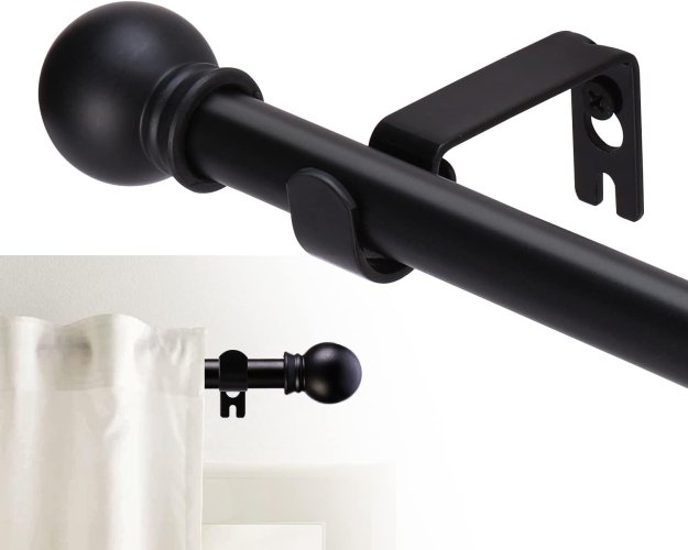 Curtain Rods for windows 32-48 inch, 5/8 inch Decorative Curtain Rod Set, Matte Black Splicing Heavy Duty Metal Curtain Rod with Brackets