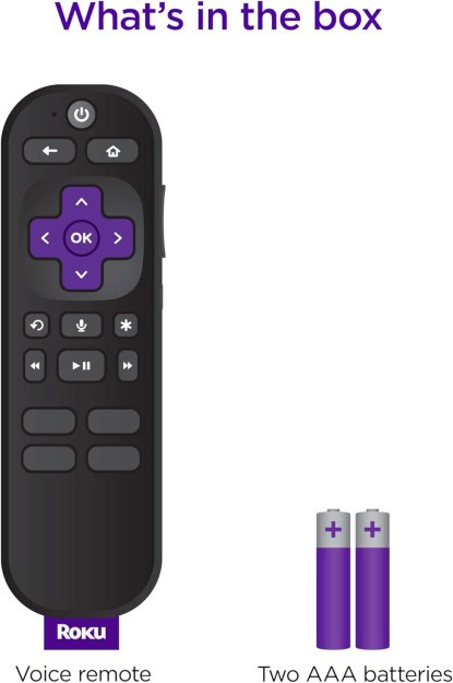 Roku Voice Remote | TV Remote Control with Voice Control, TV Controls, Simple Setup, & Pre-Set App Shortcuts - Replacement Remote Compatible with Roku TV, Roku Players, & Roku Audio