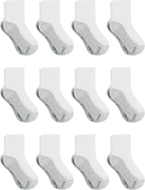 Hanes Boys' Socks, Double Tough Cushioned Ankle and No Show, 12-Pair Packs