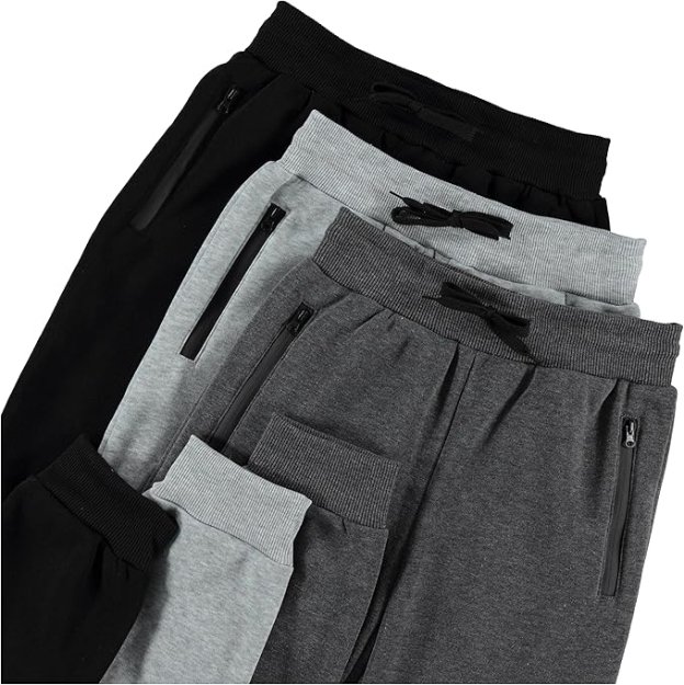 PURE CHAMP 3Pk Boys Sweatpants Fleece Athletic Workout Kids Clothes Boys Joggers with Zipper Pocket and Drawstring Size 4-20