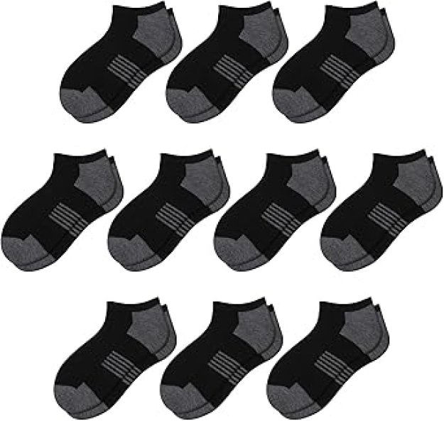 Comfoex 10 Pairs Boys Socks Low Cut Ankle Socks For Kids 8-10 4-6 6-8 Years Old Short Athletic Socks With Cushioned Sole