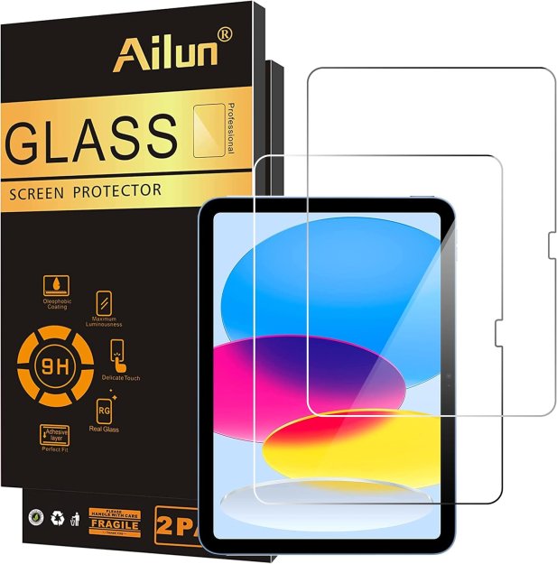 Ailun 2 Pack Screen Protector for iPad 10th Generation 10.9 Inch Display 2022 Tempered Glass [Face ID & Apple Pencil Compatible] Ultra Sensitive Case Friendly [2 Pack]