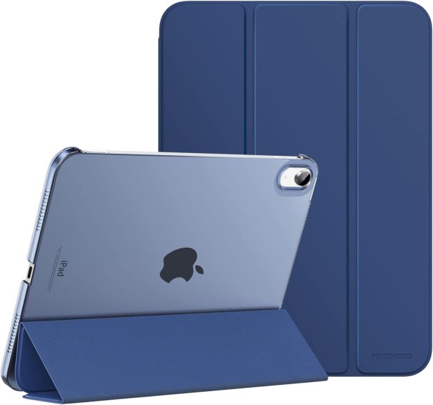 MoKo Case for iPad 10th Generation 10.9 inch 2022, Slim Stand Protective Cover with Hard PC Translucent Back Shell Cover for iPad 10th Gen 2022, Support Touch ID, Auto Wake/Sleep, Navy Blue