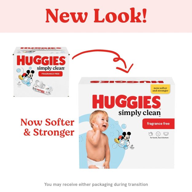 Huggies Simply Clean Unscented Baby Diaper Wipes, 11 Flip-Top Packs (704 Wipes Total), Packaging May Vary