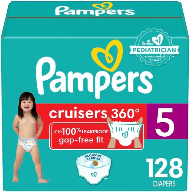 Pampers Diapers - Cruisers 360 - Size 5, 128 Count, Babyproof up to 100% Leakproof Pull-On Diaper