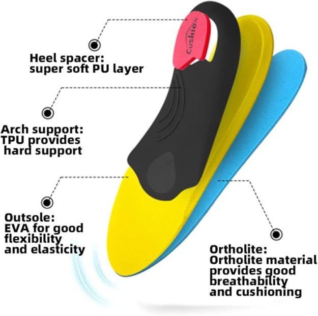 VALSOLE Heavy Duty Support Pain Relief Orthotics - 220+ lbs Plantar Fasciitis High Arch Support Insoles for Men Women, Flat Feet Orthotic Insert, Work Boot Shoe Insole, Absorb Shock with Every Step