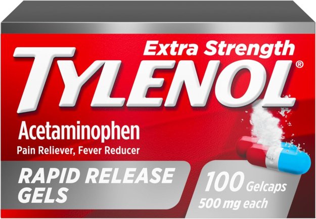 Tylenol Extra Strength Acetaminophen Rapid Release Gels, Extra Strength Pain Reliever & Fever Reducer, Gelcaps with Laser-Drilled Holes, 500 mg Acetaminophen, 100 ct