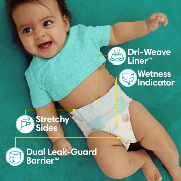 Pampers Diapers - Baby Dry - Size 1, 120 Count, Absorbent Disposable Infant Diaper (Packaging May Vary)