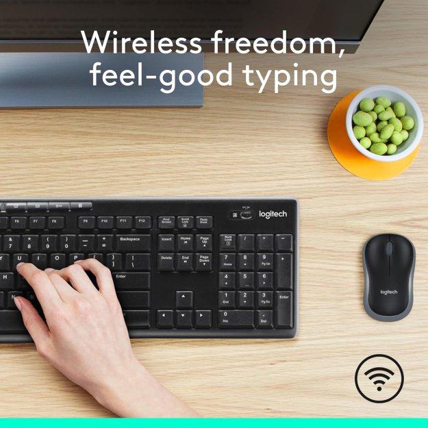 Logitech MK270 Wireless Keyboard And Mouse Combo For Windows, 2.4 GHz Wireless, Compact Mouse, 8 Multimedia And Shortcut Keys, For PC, Laptop - Black