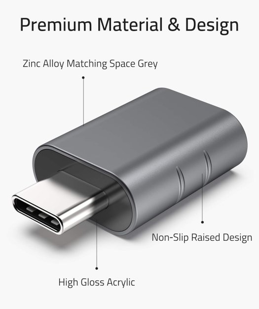 Syntech USB C to USB Adapter Pack of 2 USB C Male to USB 3.0 Female Adapter Compatible with MacBook Pro Air 2024, Microsoft Surface, iPad,Samsung Notebook, Dell XPS and More Type C Devices,Space Grey