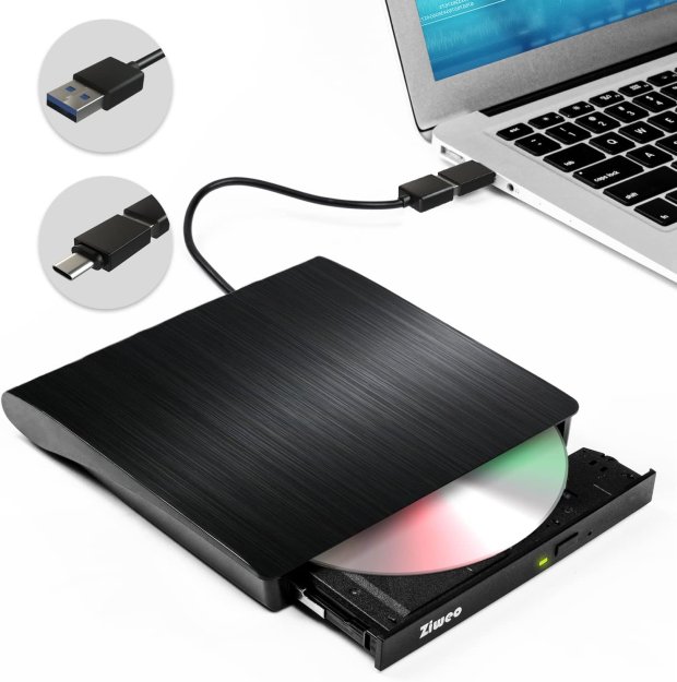 External DVD Drive USB 3.0 Type-C CD Burner Portable CD +/-RW Drive DVD Player for ROM Rewriter Burner Compatible with Laptop Desktop PC Windows MacBook Linux Mac OS