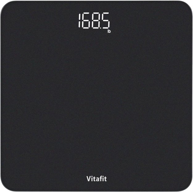 Vitafit Digital Bathroom Scale for Body Weight, Weighing Professional Since 2001, Clear LED Display and Step-On, 3*AAA Batteries Included, 400lb/180kg, Spray Silver Black