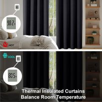 Simplebrand Ava Halloween Black Blackout Curtains for Bedroom 63 Inch Length 2 Panels, Solid Thermal Insulated Energy Saving Rod Pocket Window Treatment Curtains Blackout Drapes, W40 x L63 Inch, Black