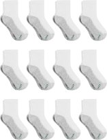 Hanes Boys' Socks, Double Tough Cushioned Ankle and No Show, 12-Pair Packs