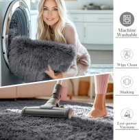 OLANLY Area Rugs for Living Room Bedroom, Machine Washable 4x5.9 Feet Soft Fluffy Shaggy Bedside Rug, Indoor Floor Carpet for Kids Girls and Boys, Dorms, Nursery Rooms, Home Decor Aesthetic, Grey