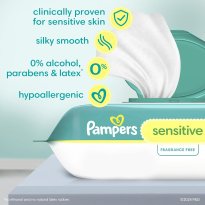 Pampers Sensitive Baby Wipes, Water Based, Hypoallergenic and Unscented, 8 Flip-Top Packs, 4 Refill Packs (1008 Wipes Total)