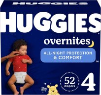 Huggies Size 4 Overnites Baby Diapers: Overnight Diapers, Size 4 (22-37 lbs), 52 Ct