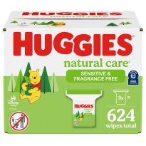 Huggies Natural Care Sensitive Baby Wipes, Hypoallergenic, 99% Purified Water, 3 Refill Packs (624 Wipes Total)