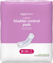 Amazon Basics Incontinence Pads for Women Long, Bladder Control, Postpartum, Maximum Absorbency, Unscented, 39 Count