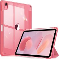 Fintie Hybrid Slim Case for iPad 10th Generation 10.9 Inch Tablet (2022 Model) - [Built-in Pencil Holder] Shockproof Cover with Clear Transparent Back Shell, Auto Wake/Sleep, Pink