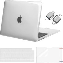 MOSISO Compatible with MacBook Air 13 inch Case 2025 2024 2023 2022 M3 A3113 M2 A2681, Plastic Hard Shell&Keyboard Cover&Screen Film&Type C Adapter for MacBook Air 13.6 inch Case, Crystal Clear