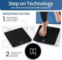 Vitafit Digital Bathroom Scale for Body Weight, Weighing Professional Since 2001, Clear LED Display and Step-On, 3*AAA Batteries Included, 400lb/180kg, Spray Silver Black